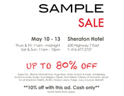 Sample Sale Up To 80% Off